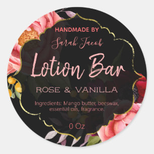 Black Gold Floral Lotion Bar Labels