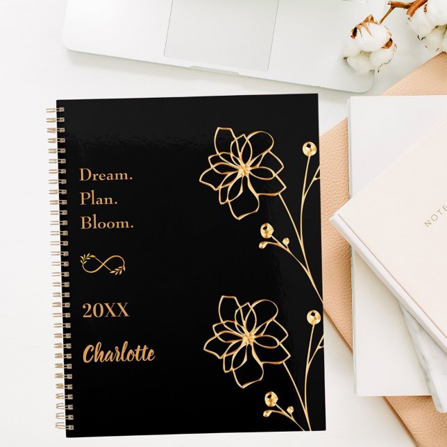 Black gold floral motivational quote 2026 planner (Creator Uploaded)