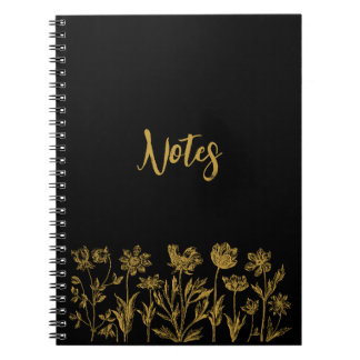 Black & Gold Floral  Notebook