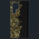 Black & Gold Floral Paisley Lace Samsung Galaxy Case<br><div class="desc">Vintage elegant gold tones floral paisley lace on black background.</div>