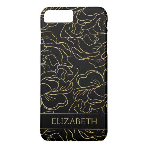 Black Gold Floral Personalised iPhone 8 Plus/7 Plus Case