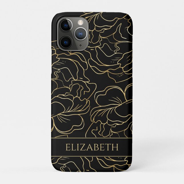 Black Gold Floral Personalised Case-Mate iPhone Case (Back)
