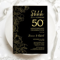 Black Gold Floral Surprise 50th Anniversary