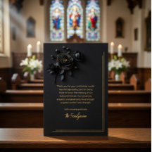 Black & Gold Floral Sympathy Thank You Foil Card