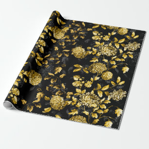 Black Gold Floral Toile Wrapping Paper
