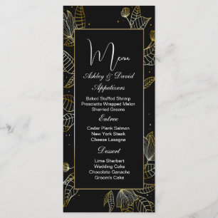 Black Gold Floral Wedding Menu