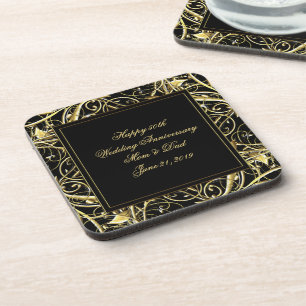 Black Gold Flourish 50th Anniversary Coaster