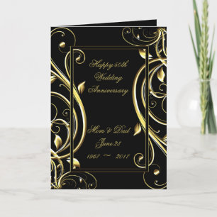 Black Gold Flourish 50th Wedding Anniversary Card