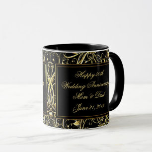 Black Gold Flourish 50th Wedding Anniversary Mug
