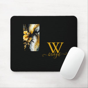 black gold flower marble mouse pad