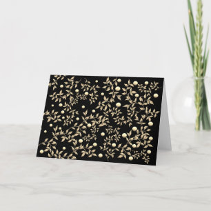 Black & Gold Flowering Vine Design Thank You Card