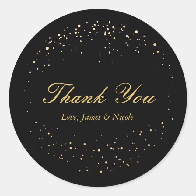 Black & Gold Foil Abstract Circle Dots Stickers (Front)