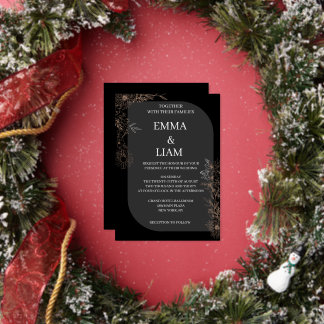 Black Gold Foil Botanical Floral Wedding 