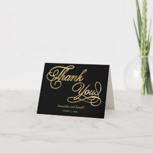 Black Gold Foil Calligraphy Formal Thank You Card