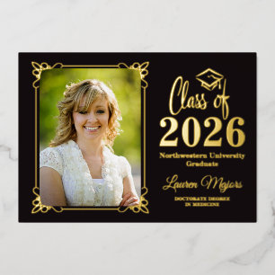 Black Gold FOIL Class of 2026 Photo Graduation