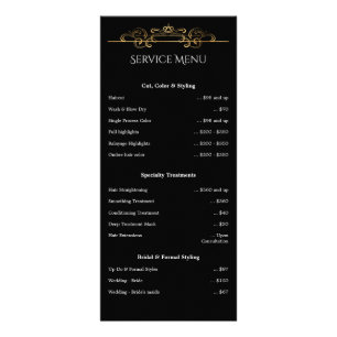 Black Gold Foil Classic Swirls Service Price Menu