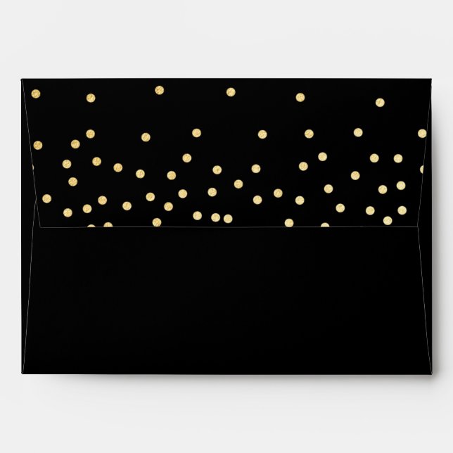 Black Gold Foil Confetti Dots Invitation Envelope (Back (Top Flap))