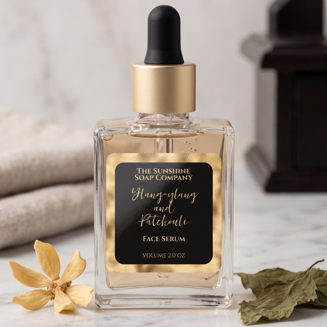 Black & Gold Foil Cosmetics Dropper Bottle Label (Creator Uploaded)