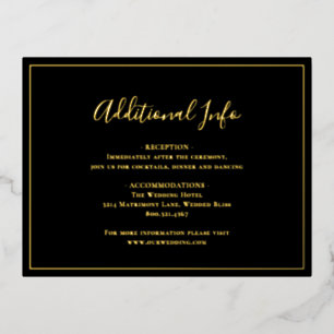 Black Gold Foil Elegant Wedding Enclosure Card