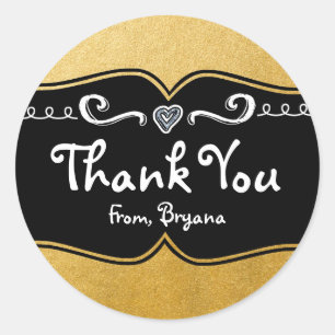 Black & Gold Foil Girls Birthday Party Sticker