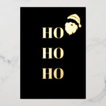 Black & Gold Foil "HO HO HO" Santa Christmas Card
