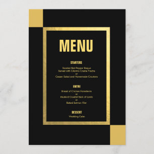 Black + Gold Foil Menu   Weddings