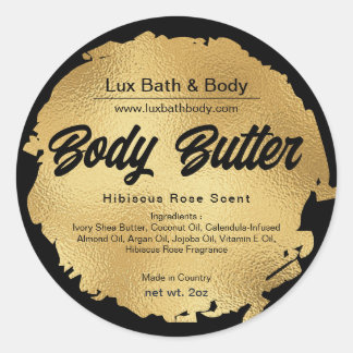Black Gold Foil Modern Luxury Round Product Labels