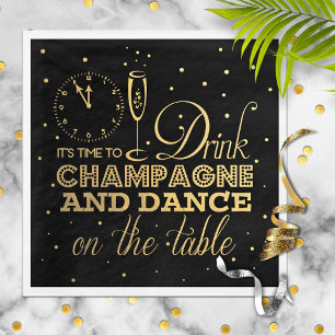 Black/Gold Foil New Year's Eve Party Napkin