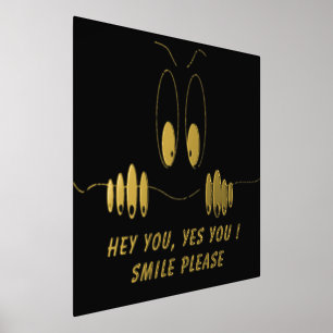 Black Gold Foil Print Poster Catchy Text and Eyes