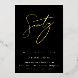 Black & Gold Foil Script 60th Birthday Party