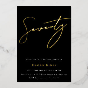 Black & Gold Foil Script 70th Birthday Party