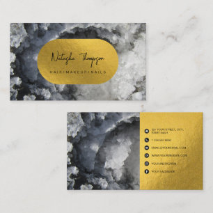 Black Gold Foil Sea Crystals Makeup Hair Nails Business Card