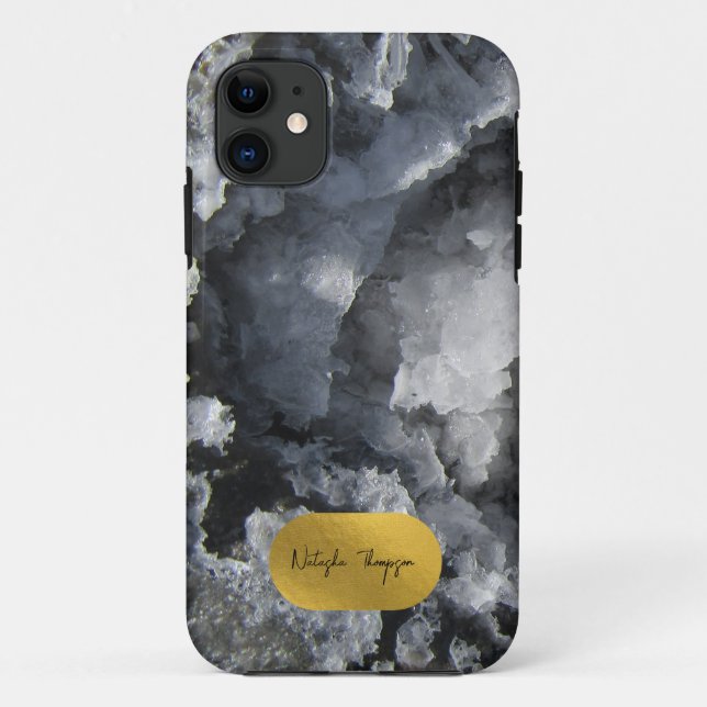 Black Gold Foil Sea Crystals Signature Case-Mate iPhone Case (Back)