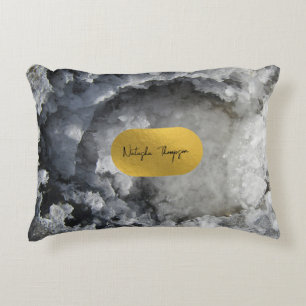 Black Gold Foil Sea Crystals Signature Decorative Cushion