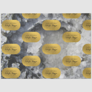 Black Gold Foil Sea Crystals Signature Script  Tissue Paper