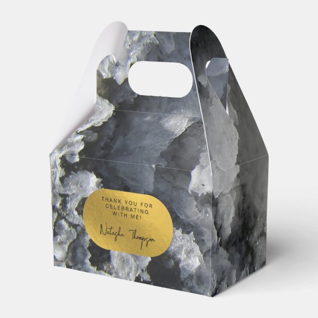 Black Gold Foil Sea Crystals Signature Thank You Favour Box (Front Side)