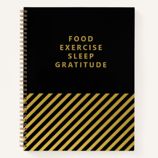 Black Gold Foil Stripes Classy Gratitude Journal