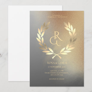 Black Gold Foil Texture Elegant Wedding Invitation