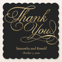 Black & Gold Foil Thank You Calligraphy Wedding