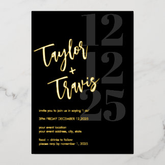 	Black & Gold Foil Wedding/Engagement Invite
