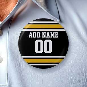 Black Gold Football Jersey Custom Name Number 6 Cm Round Badge