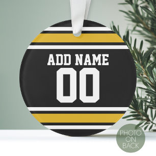 Black Gold Football Jersey Custom Name Number Ornament