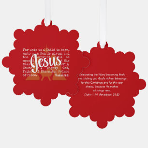 Black Gold FOR UNTO US JESUS Christmas Tree Decoration Card
