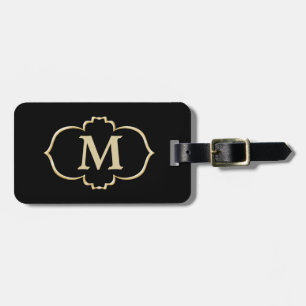 Black Gold Frame Monogram Luggage Tag