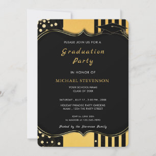 Black Gold Framed Graduation Invitation Example