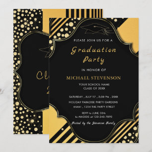 Black Gold Framed Graduation Invitation Template
