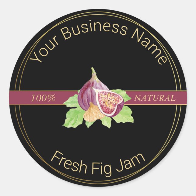 Black & Gold Fresh Fig Jam Product Label (Front)