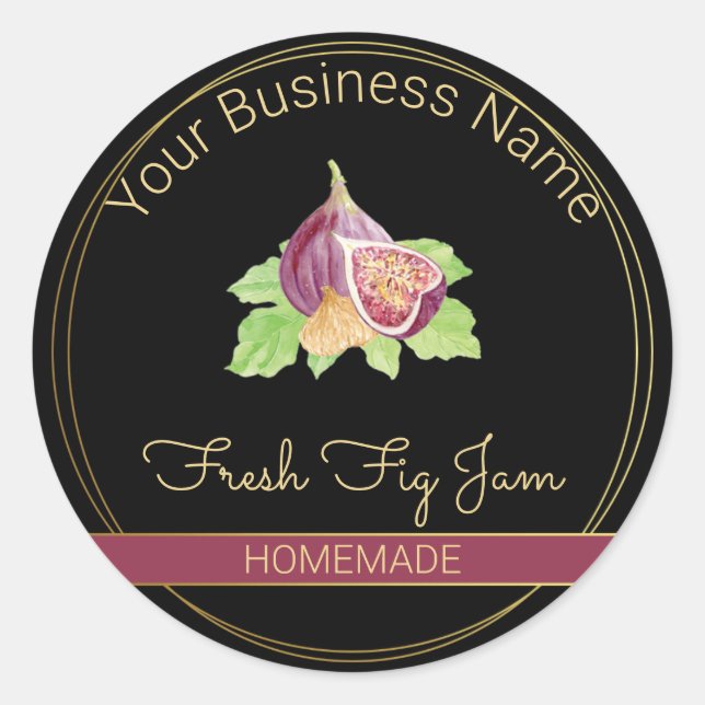 Black & Gold Fresh Fig Jam Product Label (Front)
