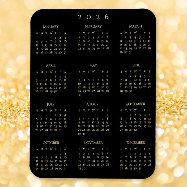 Black Gold Full Year 2026 Calendar Fridge Kitchen Magnet (Black Gold Full Year 2026 Calendar Fridge Kitchen Magnet)
