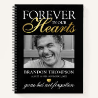 Black Gold Funeral Photo Memorial Guest Book